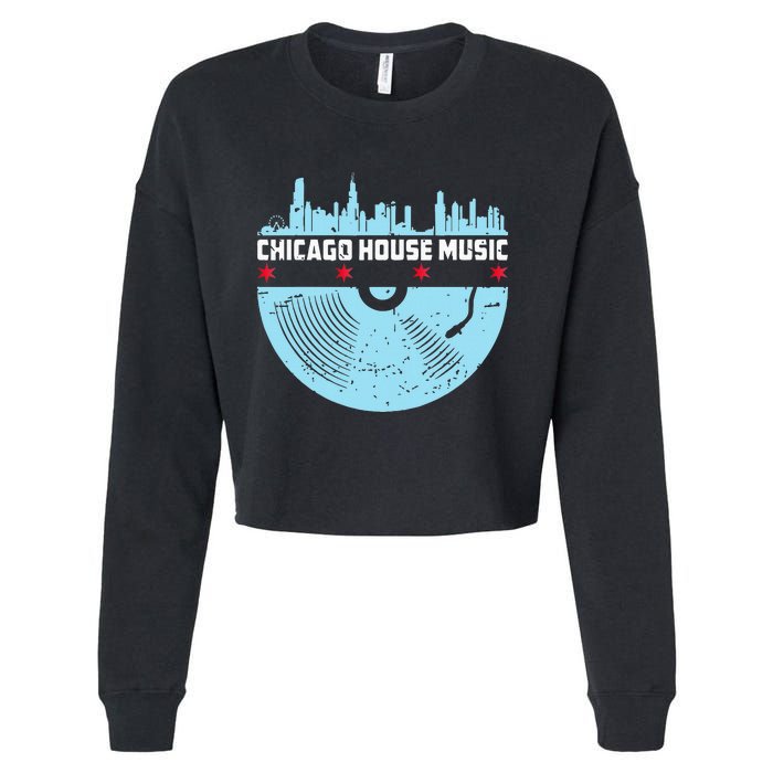 Chicago House Music Vinyl Dj Vintage Cropped Pullover Crew