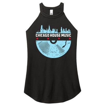 Chicago House Music Vinyl Dj Vintage Women's Perfect Tri Rocker Tank