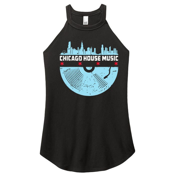 Chicago House Music Vinyl Dj Vintage Women's Perfect Tri Rocker Tank