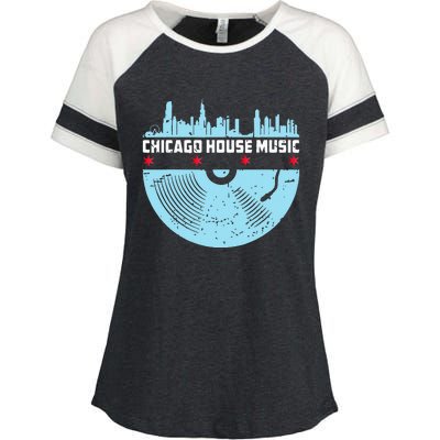 Chicago House Music Vinyl Dj Vintage Enza Ladies Jersey Colorblock Tee