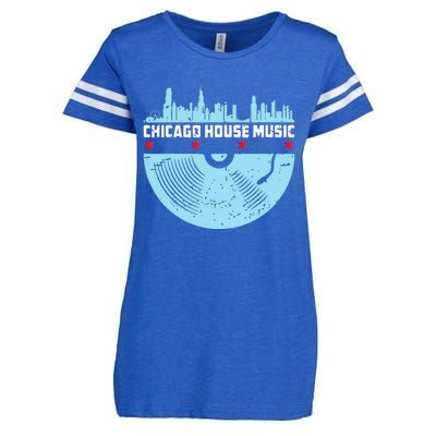 Chicago House Music Vinyl Dj Vintage Enza Ladies Jersey Football T-Shirt