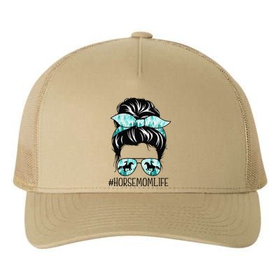 Classy Horse Mom Messy Bun Shades Horsing Mother's Day Yupoong Adult 5-Panel Trucker Hat