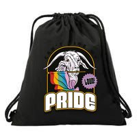 Can't Hide My Pride LGBT Goat Rainbow Flag Drawstring Bag