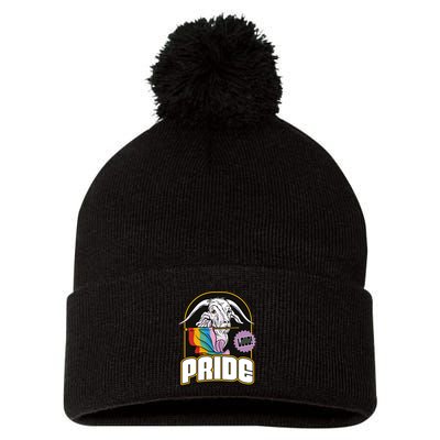 Can't Hide My Pride LGBT Goat Rainbow Flag Pom Pom 12in Knit Beanie