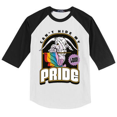 Can't Hide My Pride LGBT Goat Rainbow Flag Kids Colorblock Raglan Jersey