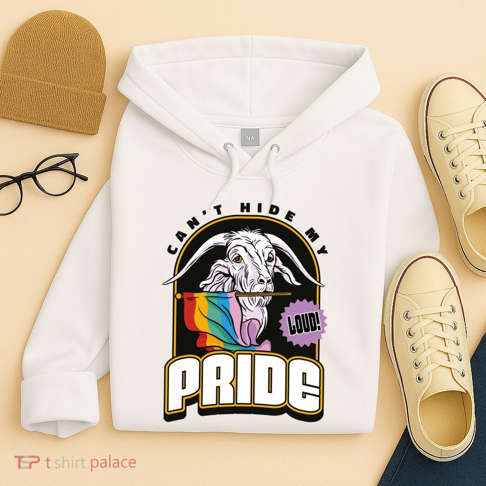 Can't Hide My Pride LGBT Goat Rainbow Flag Hoodie