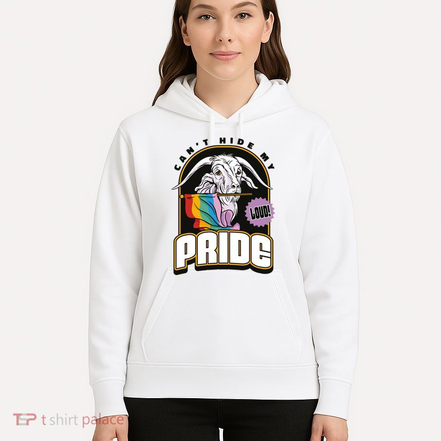 Can't Hide My Pride LGBT Goat Rainbow Flag Hoodie