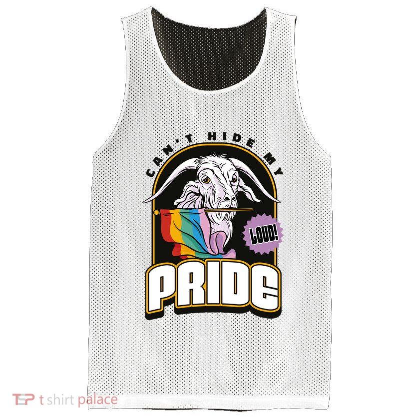 Can't Hide My Pride LGBT Goat Rainbow Flag Mesh Reversible Basketball Jersey Tank
