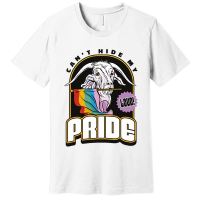 Can't Hide My Pride LGBT Goat Rainbow Flag Premium T-Shirt