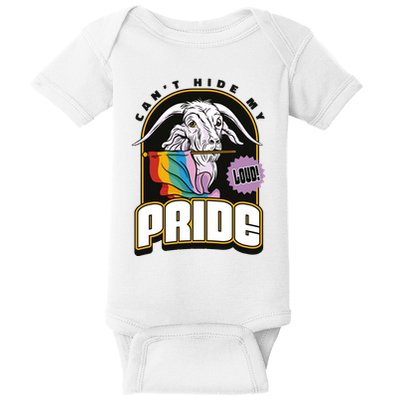 Can't Hide My Pride LGBT Goat Rainbow Flag Baby Bodysuit
