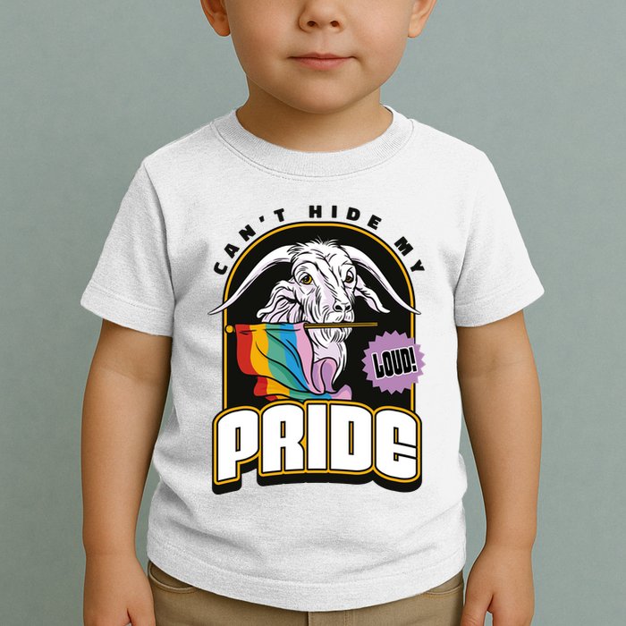 Can't Hide My Pride LGBT Goat Rainbow Flag Toddler T-Shirt