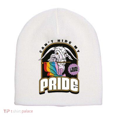 Can't Hide My Pride LGBT Goat Rainbow Flag Short Acrylic Beanie