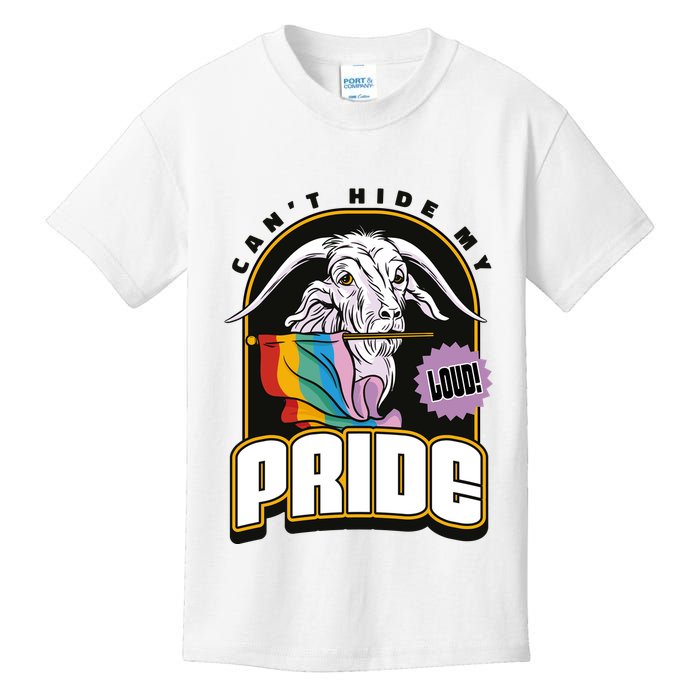 Can't Hide My Pride LGBT Goat Rainbow Flag Kids T-Shirt