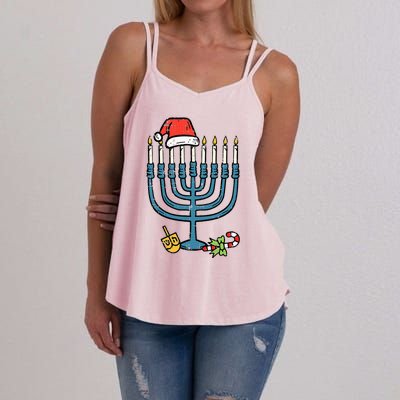 Christmas Hat Menorah Jew Hanukkah Chanukah Women's Strappy Tank