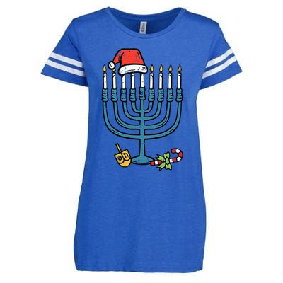 Christmas Hat Menorah Jew Hanukkah Chanukah Enza Ladies Jersey Football T-Shirt