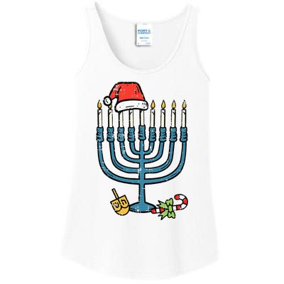 Christmas Hat Menorah Jew Hanukkah Chanukah Ladies Essential Tank