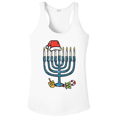 Christmas Hat Menorah Jew Hanukkah Chanukah Ladies PosiCharge Competitor Racerback Tank