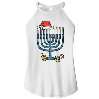 Christmas Hat Menorah Jew Hanukkah Chanukah Women's Perfect Tri Rocker Tank