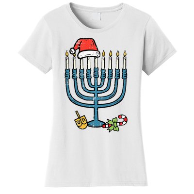 Christmas Hat Menorah Jew Hanukkah Chanukah Women's T-Shirt