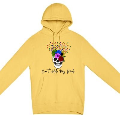 Cant Hide My Pride Skull Funny Lgbt Gift Premium Pullover Hoodie