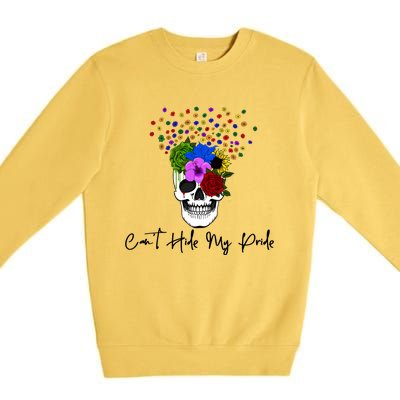 Cant Hide My Pride Skull Funny Lgbt Gift Premium Crewneck Sweatshirt