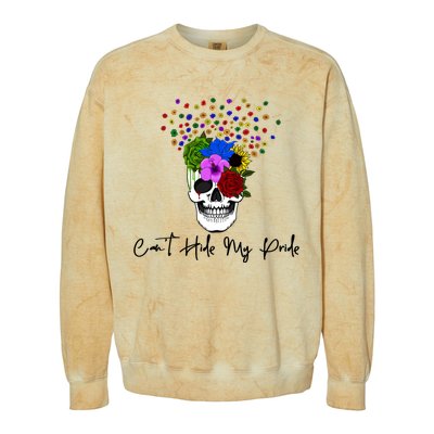 Cant Hide My Pride Skull Funny Lgbt Gift Colorblast Crewneck Sweatshirt