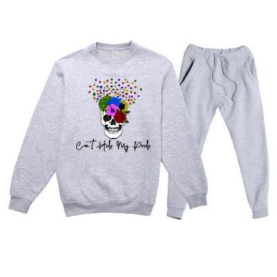 Cant Hide My Pride Skull Funny Lgbt Gift Premium Crewneck Sweatsuit Set