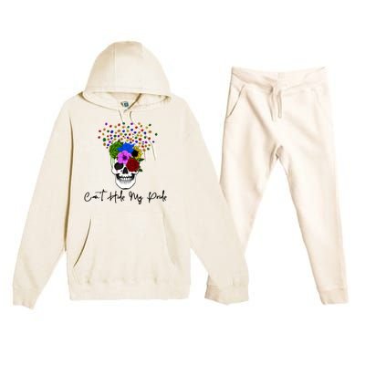 Cant Hide My Pride Skull Funny Lgbt Gift Premium Hooded Sweatsuit Set