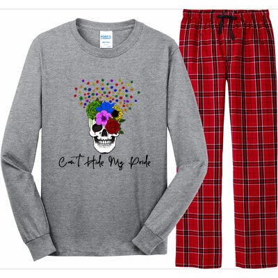 Cant Hide My Pride Skull Funny Lgbt Gift Long Sleeve Pajama Set