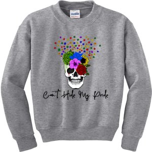 Cant Hide My Pride Skull Funny Lgbt Gift Kids Sweatshirt