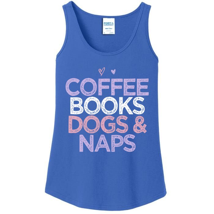 Colored Hearts Mom Funny Coffee Books Dogs And Naps Cool Gift Ladies Essential Tank