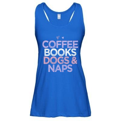 Colored Hearts Mom Funny Coffee Books Dogs And Naps Cool Gift Ladies Essential Flowy Tank