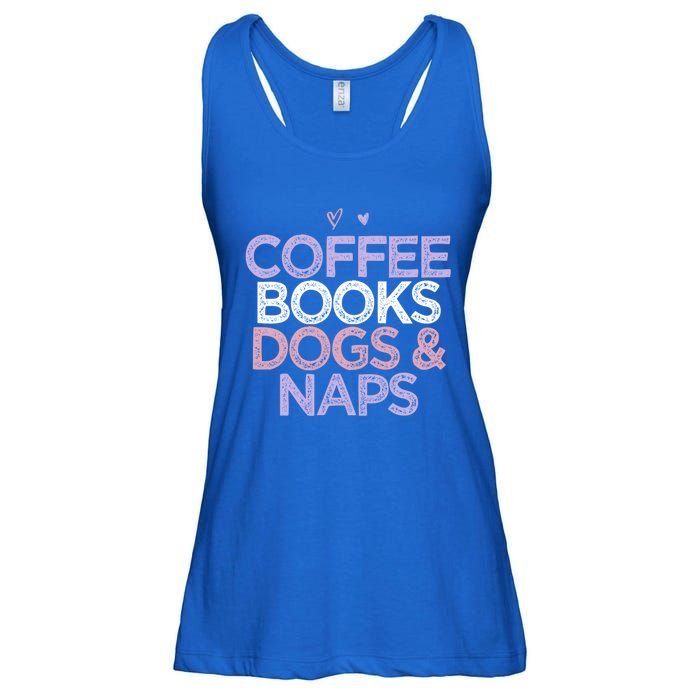 Colored Hearts Mom Funny Coffee Books Dogs And Naps Cool Gift Ladies Essential Flowy Tank