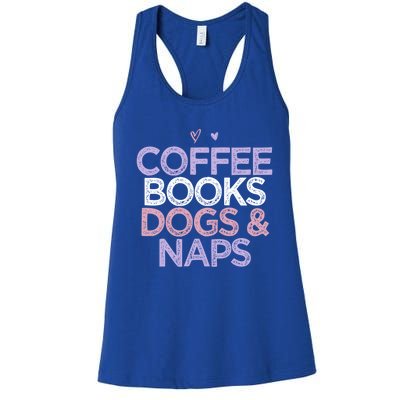 Colored Hearts Mom Funny Coffee Books Dogs And Naps Cool Gift Women's Racerback Tank