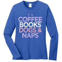 Colored Hearts Mom Funny Coffee Books Dogs And Naps Cool Gift Ladies Long Sleeve Shirt