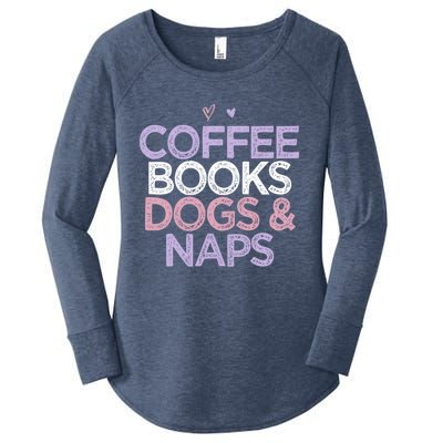 Colored Hearts Mom Funny Coffee Books Dogs And Naps Cool Gift Women's Perfect Tri Tunic Long Sleeve Shirt