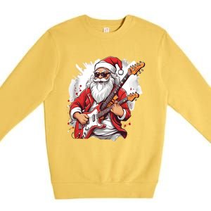 Christmas Heavy Metal Rock And Roll Electric Guitar Xmas Santa Gift Premium Crewneck Sweatshirt