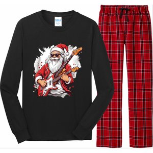 Christmas Heavy Metal Rock And Roll Electric Guitar Xmas Santa Gift Long Sleeve Pajama Set