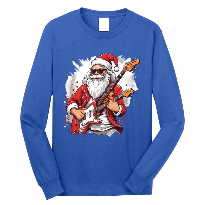 Christmas Heavy Metal Rock And Roll Electric Guitar Xmas Santa Gift Long Sleeve Shirt