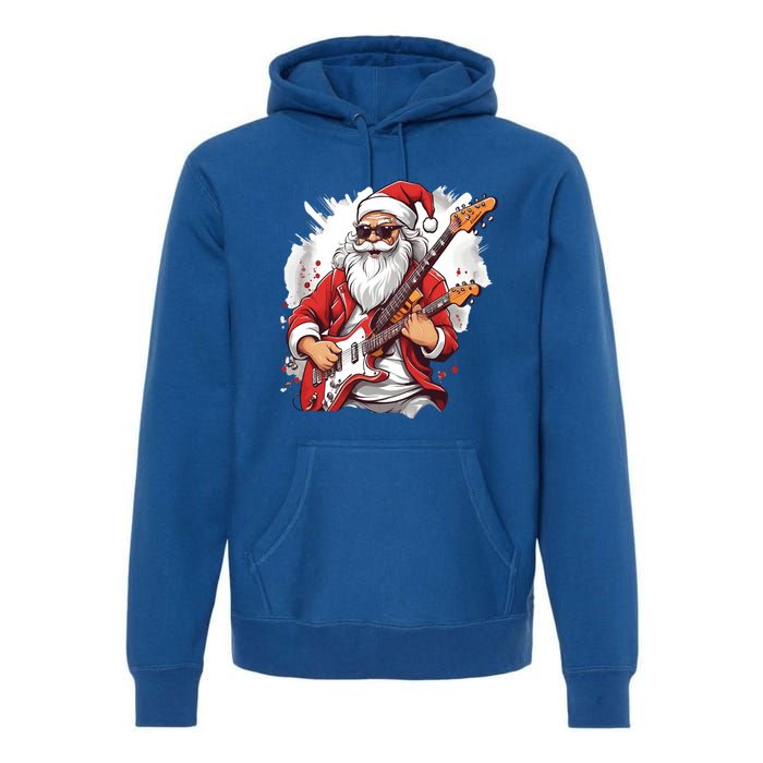 Christmas Heavy Metal Rock And Roll Electric Guitar Xmas Santa Gift Premium Hoodie