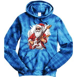 Christmas Heavy Metal Rock And Roll Electric Guitar Xmas Santa Gift Tie Dye Hoodie