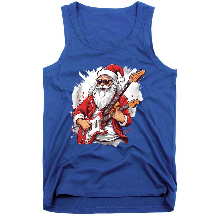 Christmas Heavy Metal Rock And Roll Electric Guitar Xmas Santa Gift Tank Top