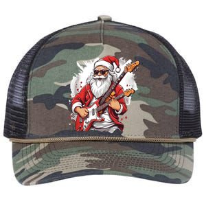 Christmas Heavy Metal Rock And Roll Electric Guitar Xmas Santa Gift Retro Rope Trucker Hat Cap