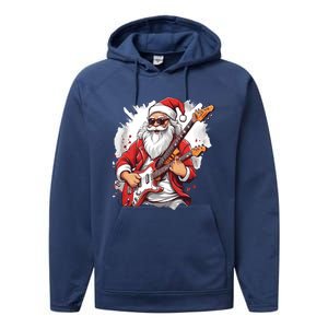 Christmas Heavy Metal Rock And Roll Electric Guitar Xmas Santa Gift Performance Fleece Hoodie