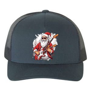 Christmas Heavy Metal Rock And Roll Electric Guitar Xmas Santa Gift Yupoong Adult 5-Panel Trucker Hat