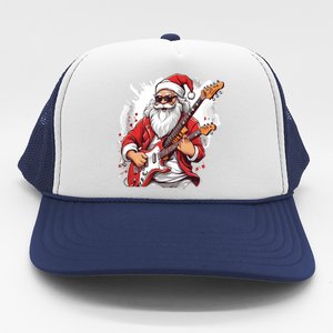 Christmas Heavy Metal Rock And Roll Electric Guitar Xmas Santa Gift Trucker Hat