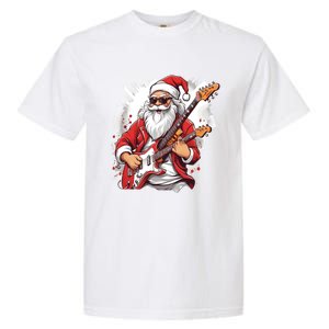 Christmas Heavy Metal Rock And Roll Electric Guitar Xmas Santa Gift Garment-Dyed Heavyweight T-Shirt