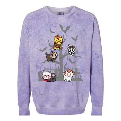 Cat Horror Movies Lazy Halloween Costume For Feline Lovers Colorblast Crewneck Sweatshirt