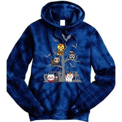 Cat Horror Movies Lazy Halloween Costume For Feline Lovers Tie Dye Hoodie