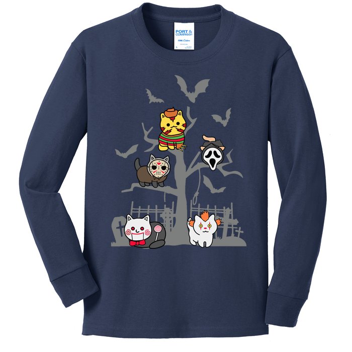 Cat Horror Movies Lazy Halloween Costume For Feline Lovers Kids Long Sleeve Shirt